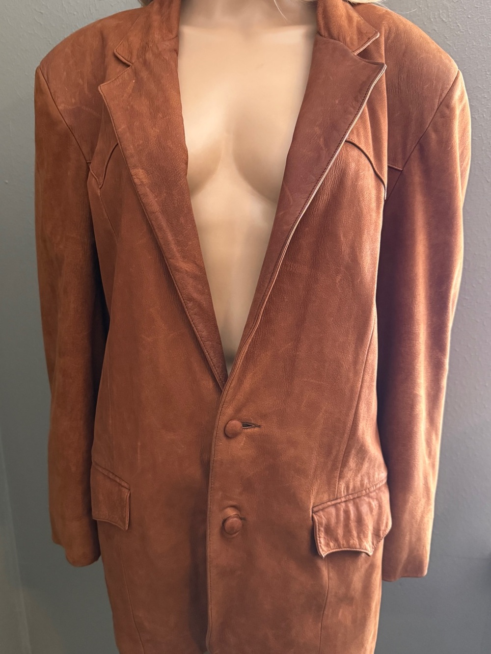 Men's Vintage Chestnut Brown Suede Blazer - Tailored Sport Coat